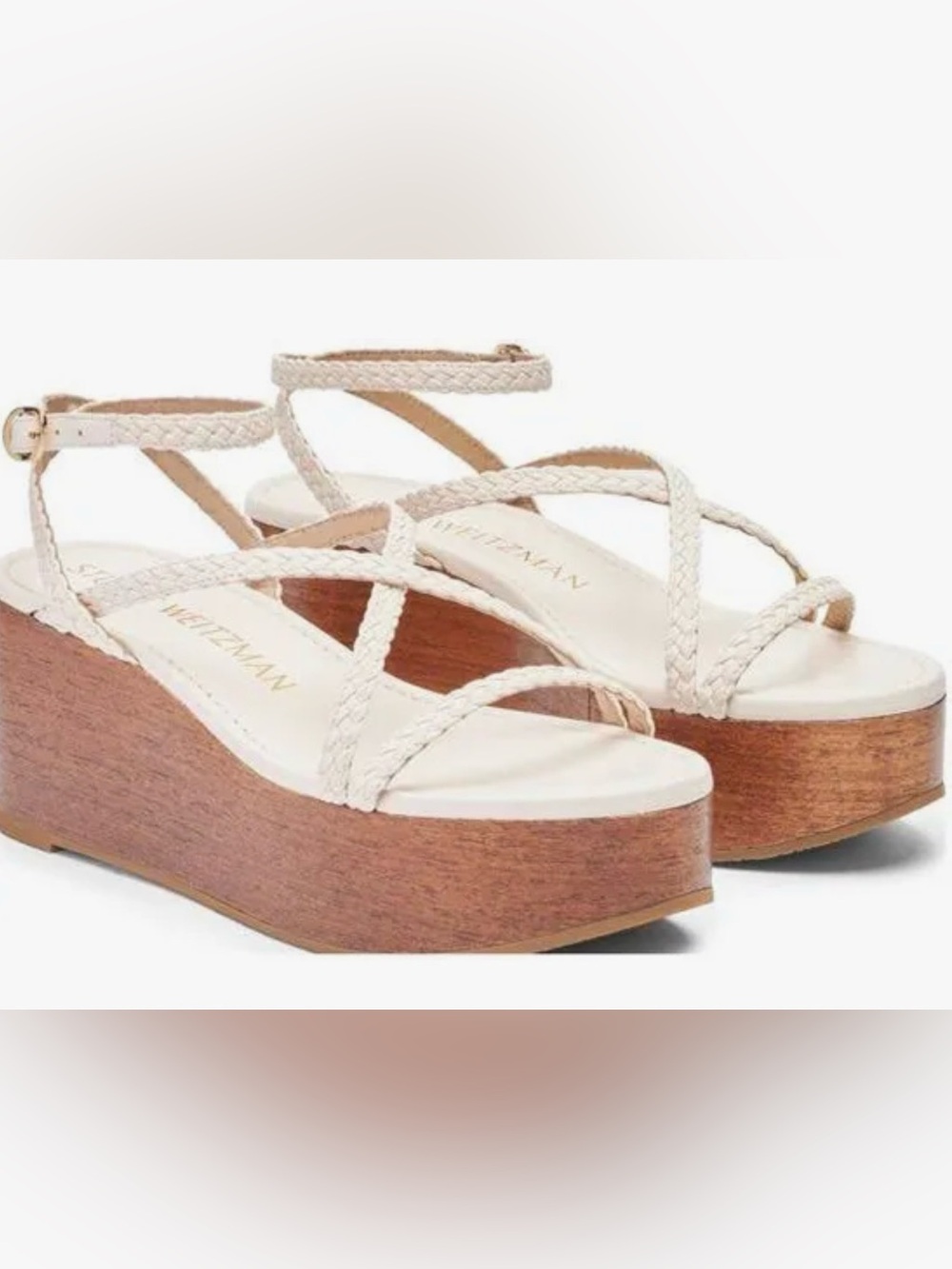 Stuart Weitzman Wovette Braided Leather Platform Sandals